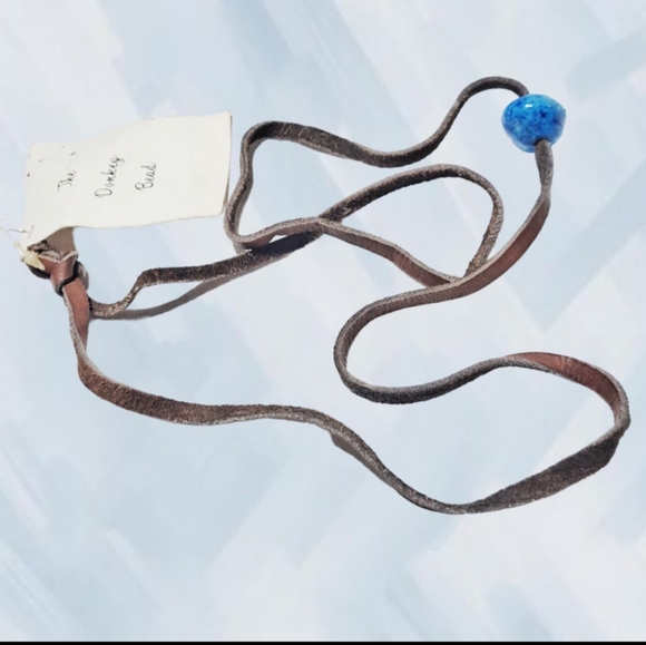 👣4/$20.  The Donkey Bead Necklace with Genuine Brown Leather Cord - Picture 4 of 4